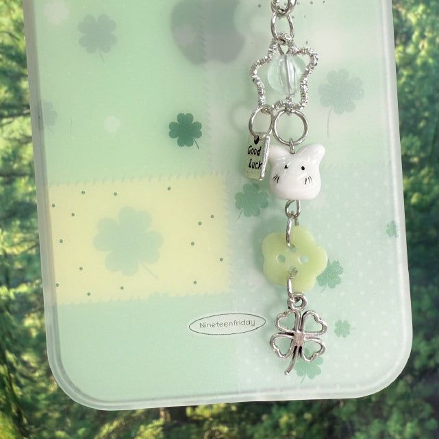 Key Charms SET) Lucky Four Leaf Clover Matte iPhone Phone Case