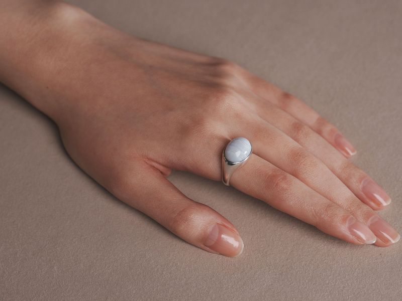 Bonbon Ring Blue lace chalcedony