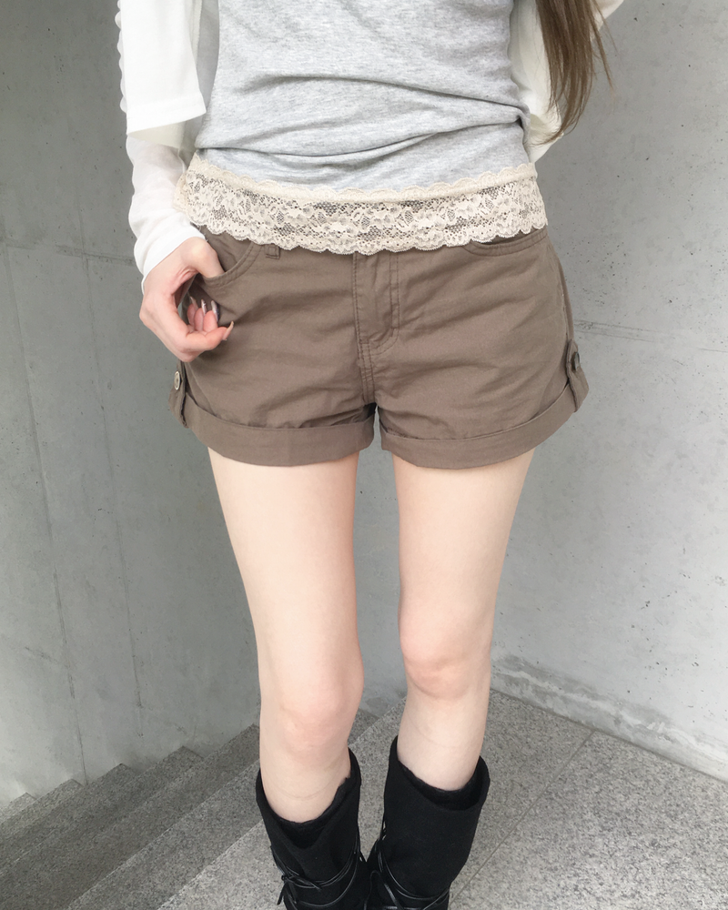 Cotton roll up shorts