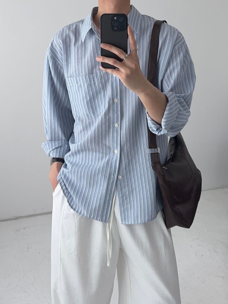 SY Relaxed Fit Seersucker Stripe Shirt (4C)