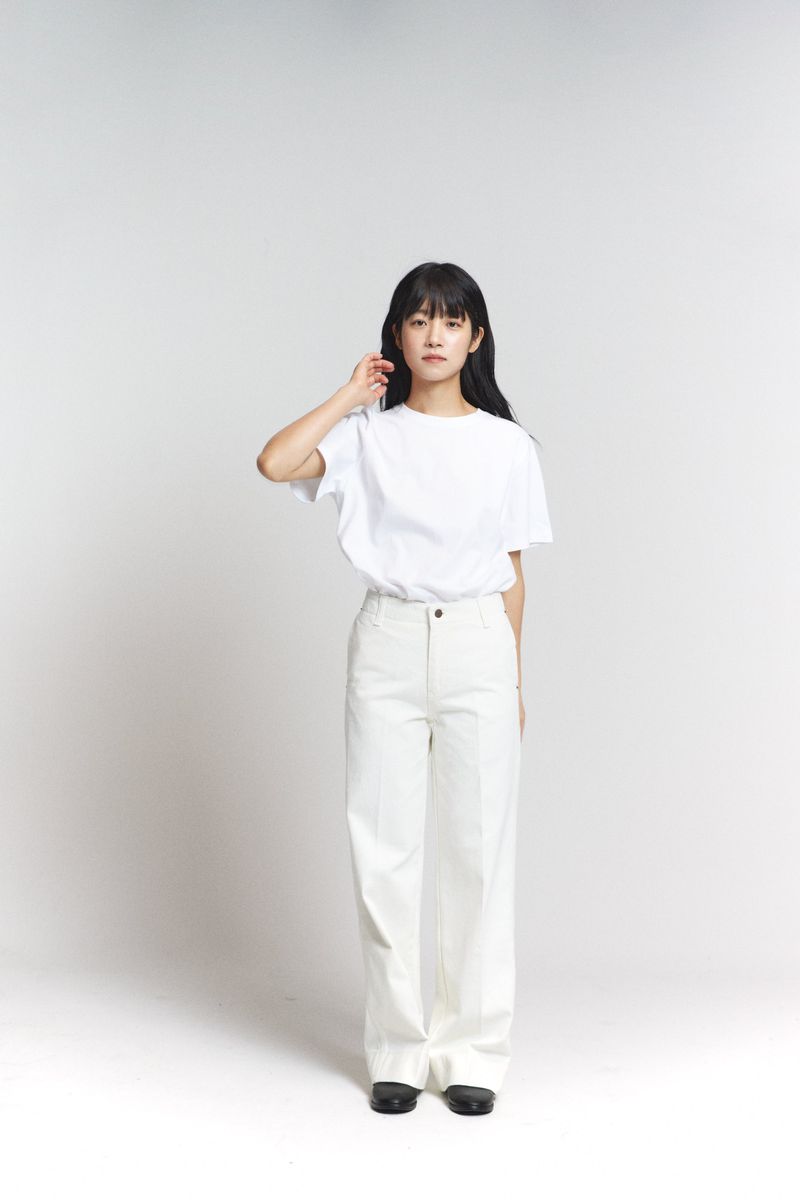 Basic cotton pants / White