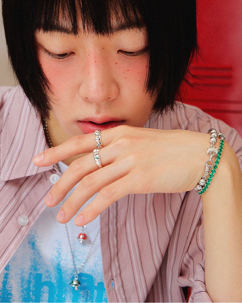 Mushroom cubic ring (GB) (925 silver)