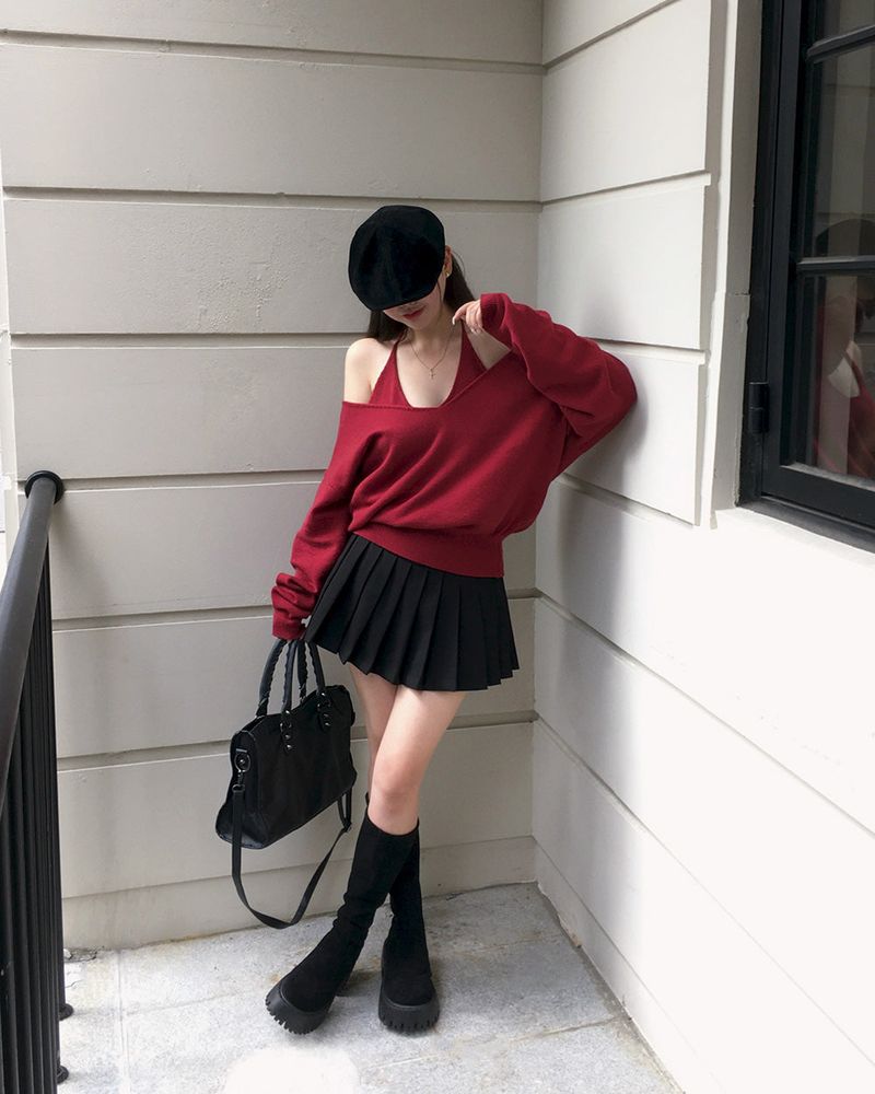 V-Neck Knit & Tank Top Set
