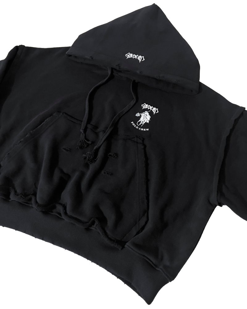 POLO CROP HOODIE_BLACK