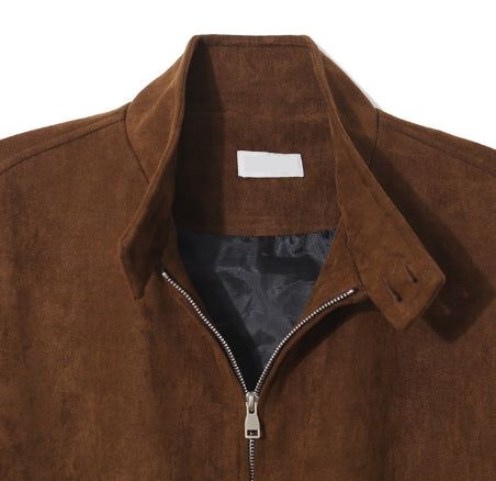 Rio High Neck Button Suede Jacket