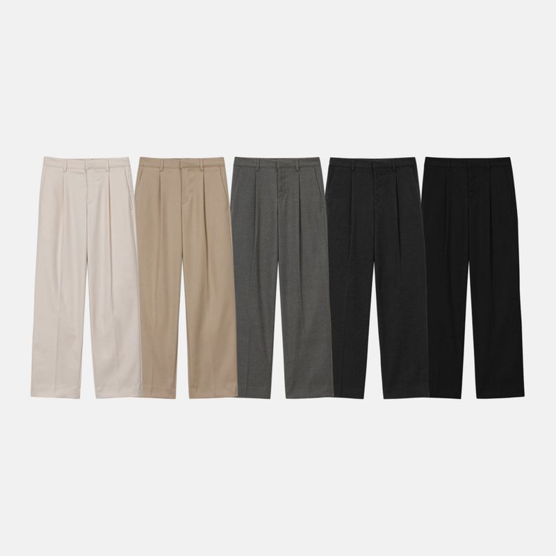 LMN オールデイナッピングセミワイドスラックス (5 colors)