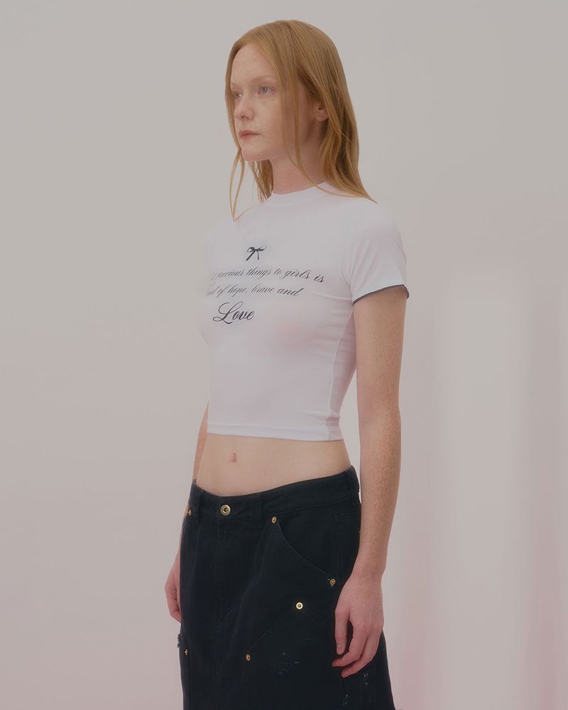 LOVE LACE CROP TSHIRT-WHITE