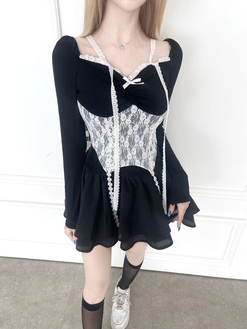 1238. Dark lake lace drop sqaure bl