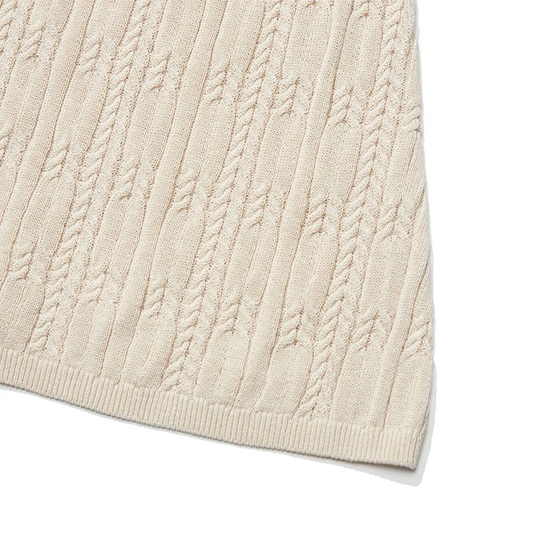 SMALL CHERRY CABLE KNIT DRESS [BEIGE]