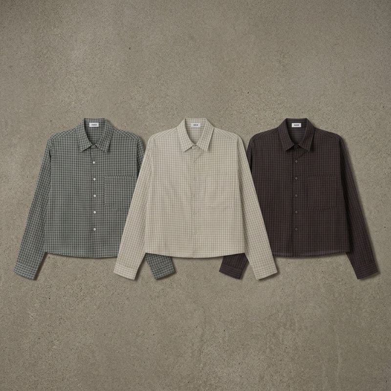 Washed Plaid Long Sleeve Shirt