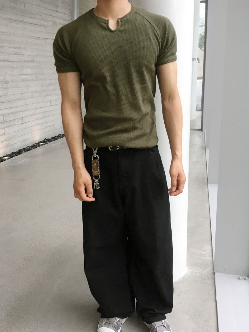 No.1810 slit waffle slim half T (5color)