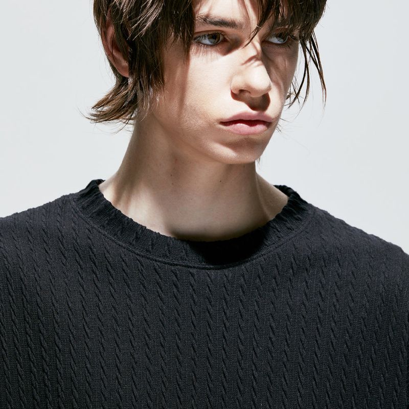 jacquard knit t-shirt black