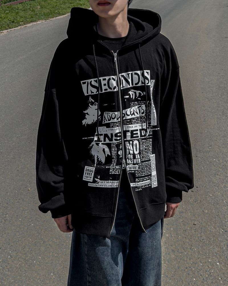 Second Oversized Fit Hoodie Zip-Up