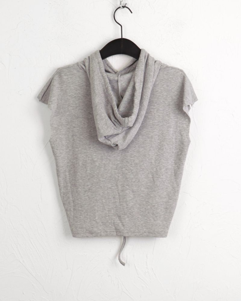 Ron's shirring string crop hooded tank top