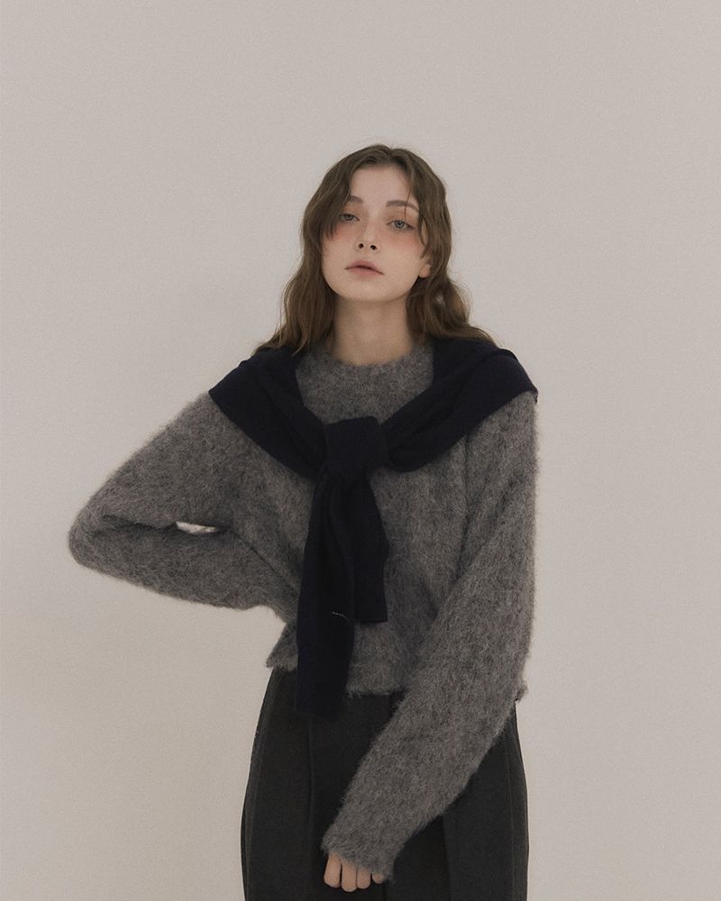 CASHMERE COLLARED CARDIGAN [NAVY]