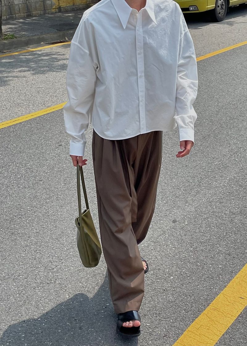 Pudding belt wide pants