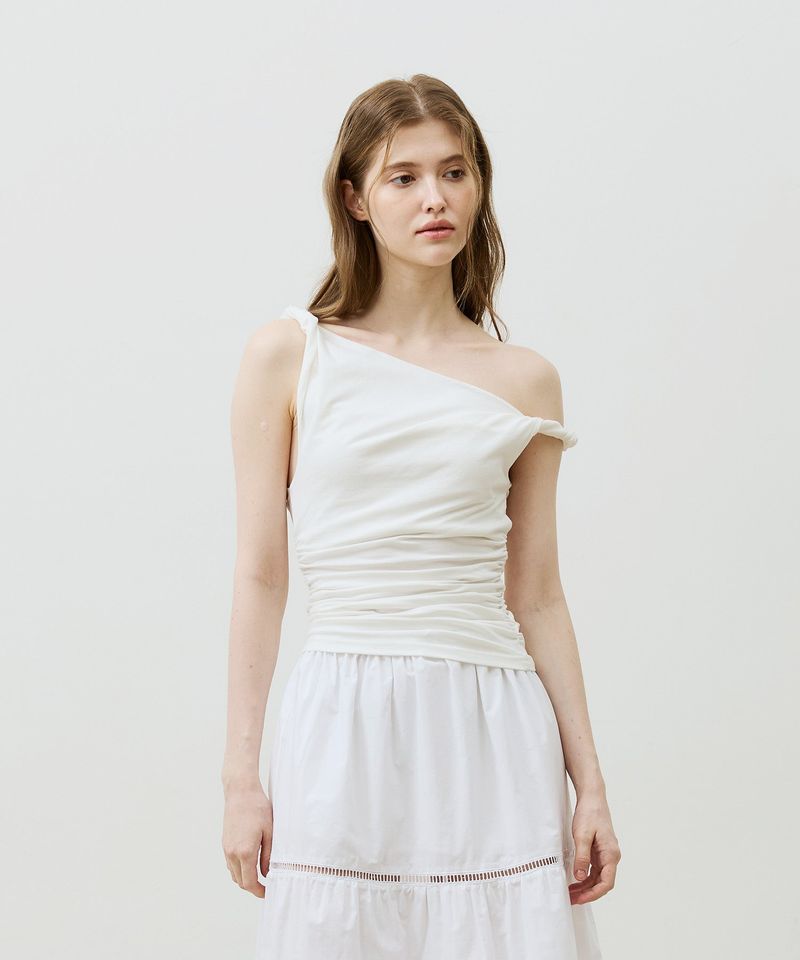 COS TWISTED SHIRRLING TOP / IVORY