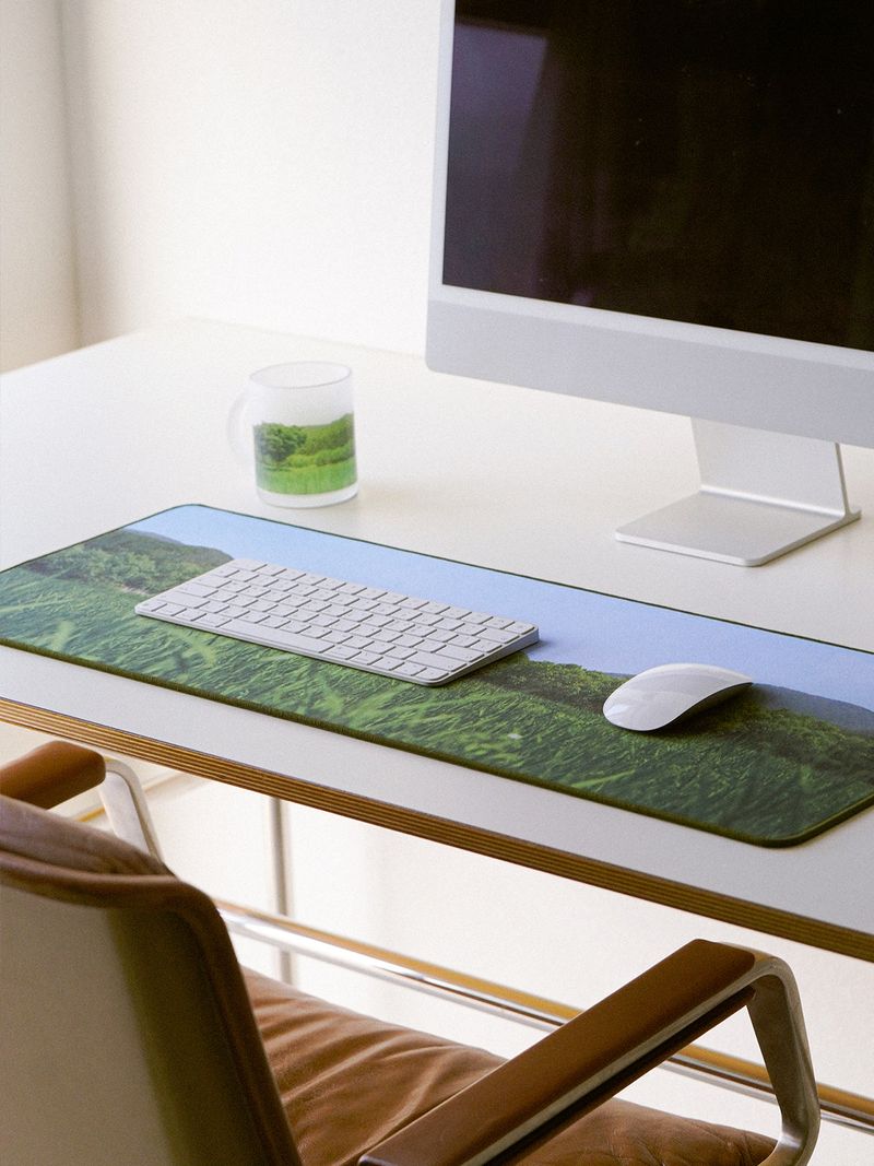 green grass desk mat