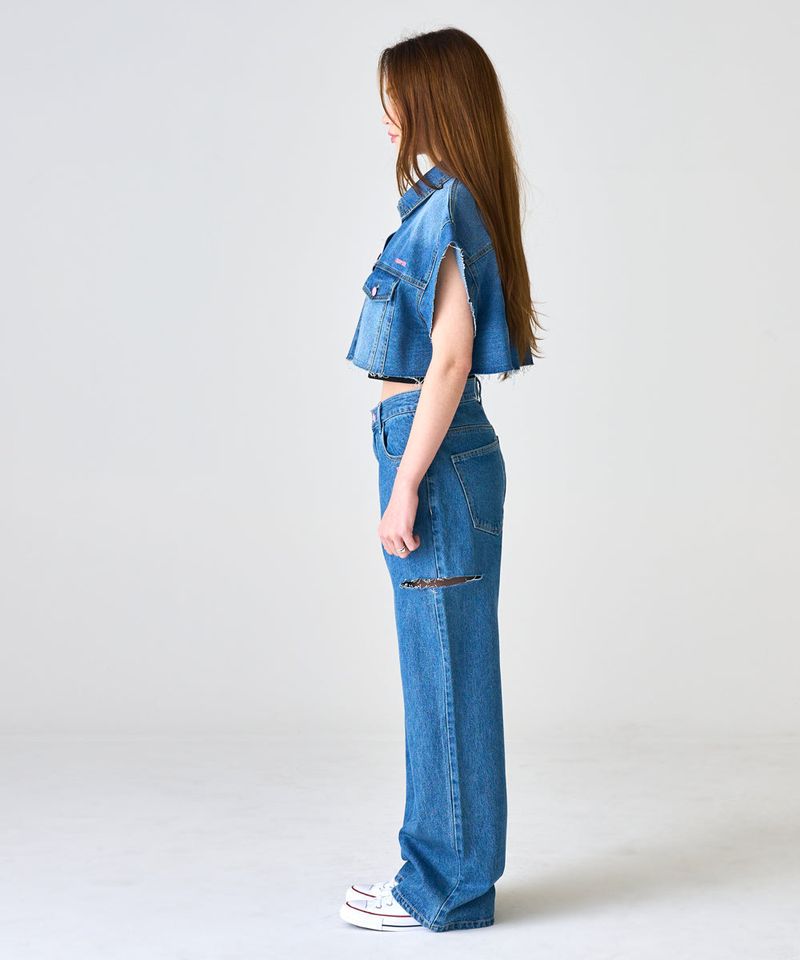 MP HALF CUTTING DENIM PANTS