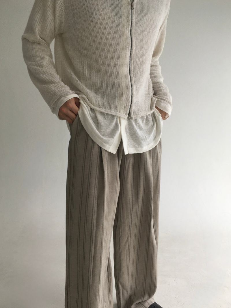 stripe banding rayon slacks(2colors)