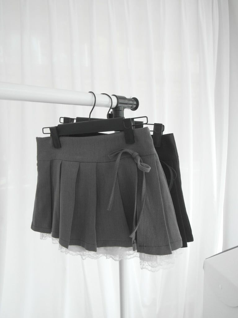 frill lace mini skirt 2color