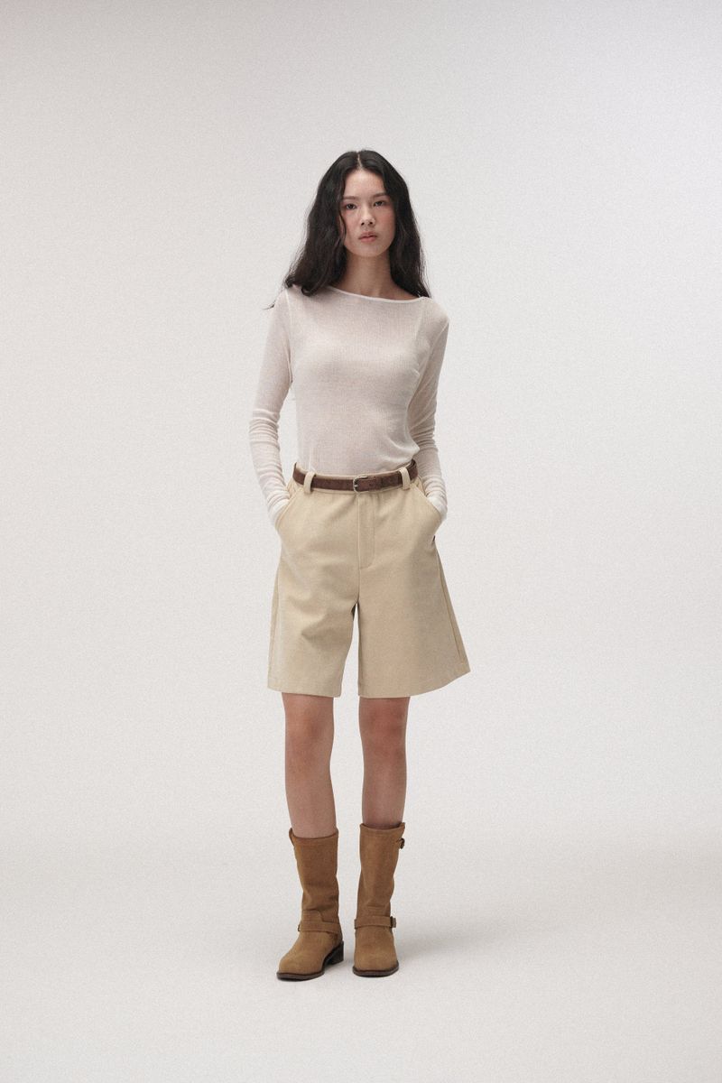Wool boat neck T (Ivory)