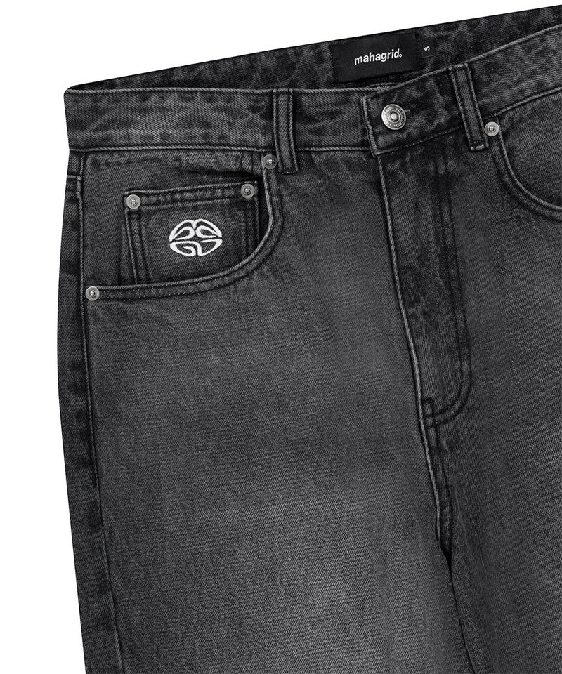 BACK LOGO WASHED DENIM PANT