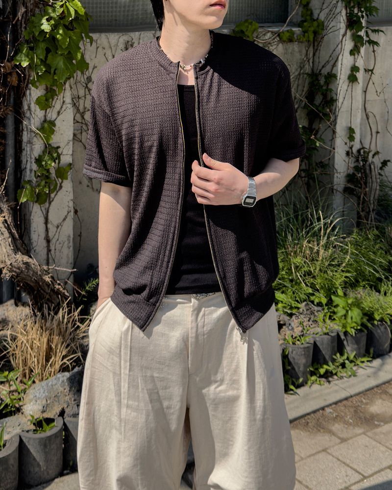 Rell Short Sleeve Knit Zip-Up