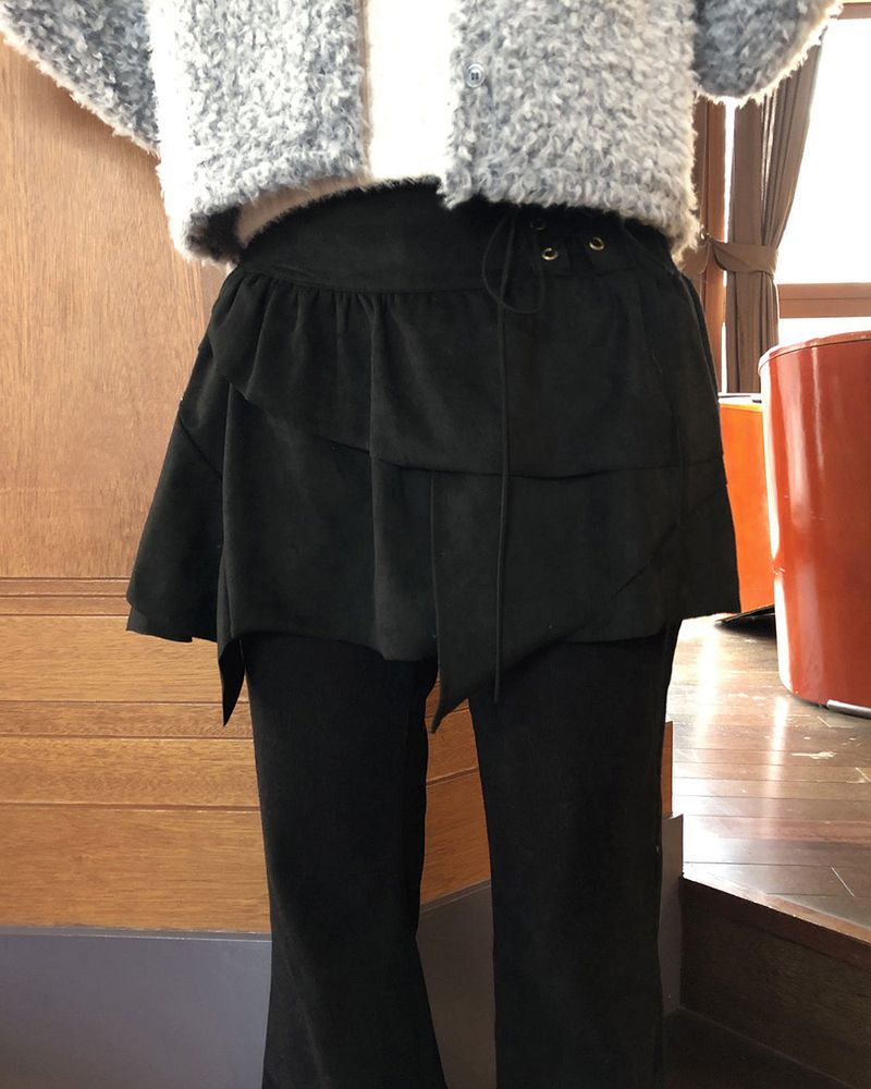 Pio Corset Asymmetric Suede Short Skirt