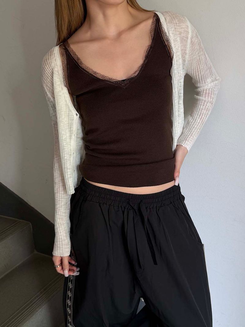 MUZESEOUL（ミューズソウル）の「[살안타] See through golgi v neck cardigan(4color)（Tops）」