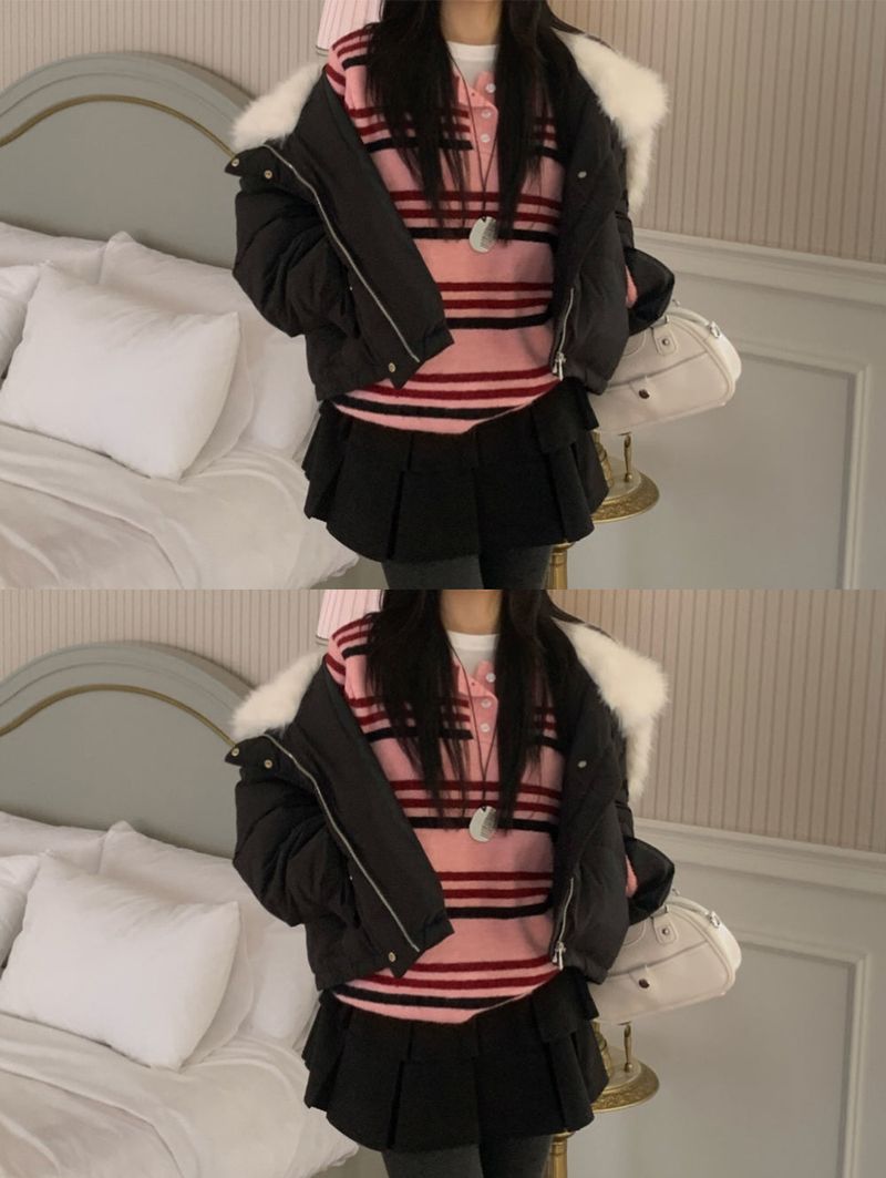 Candy Parade Collar Stripe Knit