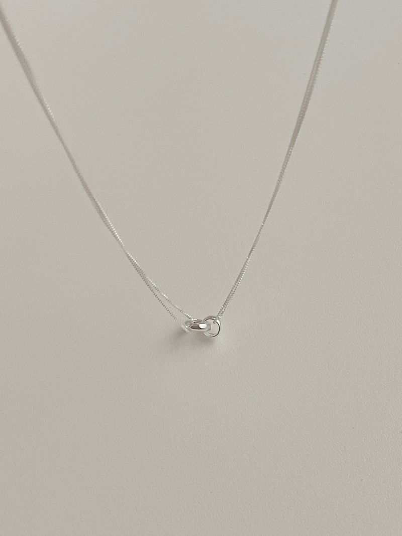 [Silver 925] two-line double ring necklace / Daily simple point