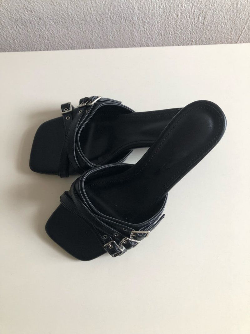 Belt open-toe heels