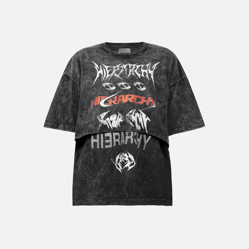 HIERARCHY STUDIOS ENE - Washed Black Layered ENE Boxy Oversized T-Shirt