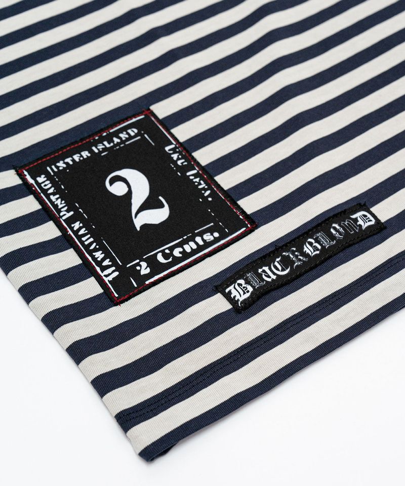 BBD Anxiety Multi Patch Stripe Long T-Shirt (Navy&Sand)
