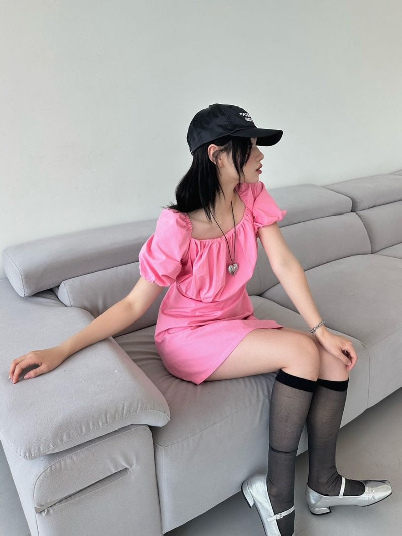 back strap ribbon dress
