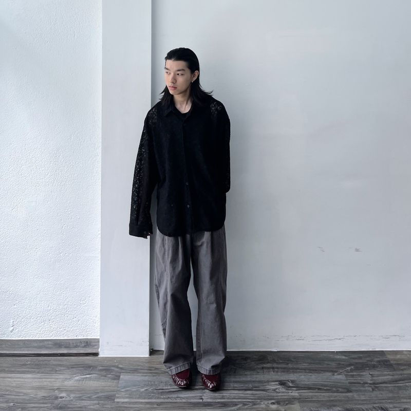 Washed Multi-Button Wide Pants