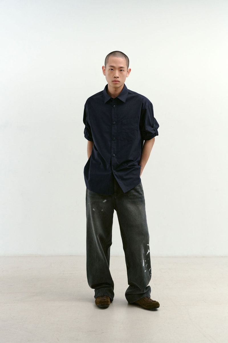 One Pocket Paper Work Shirt (Navy)