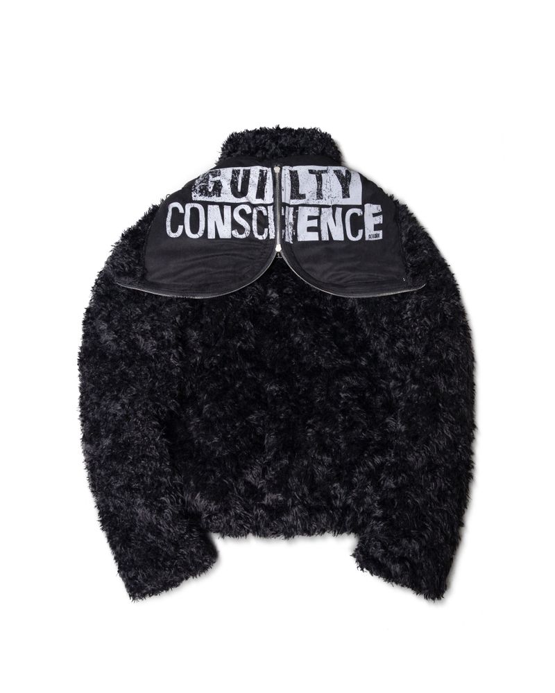 FAUX FUR MULTI ZIPPER BLACK JACKET