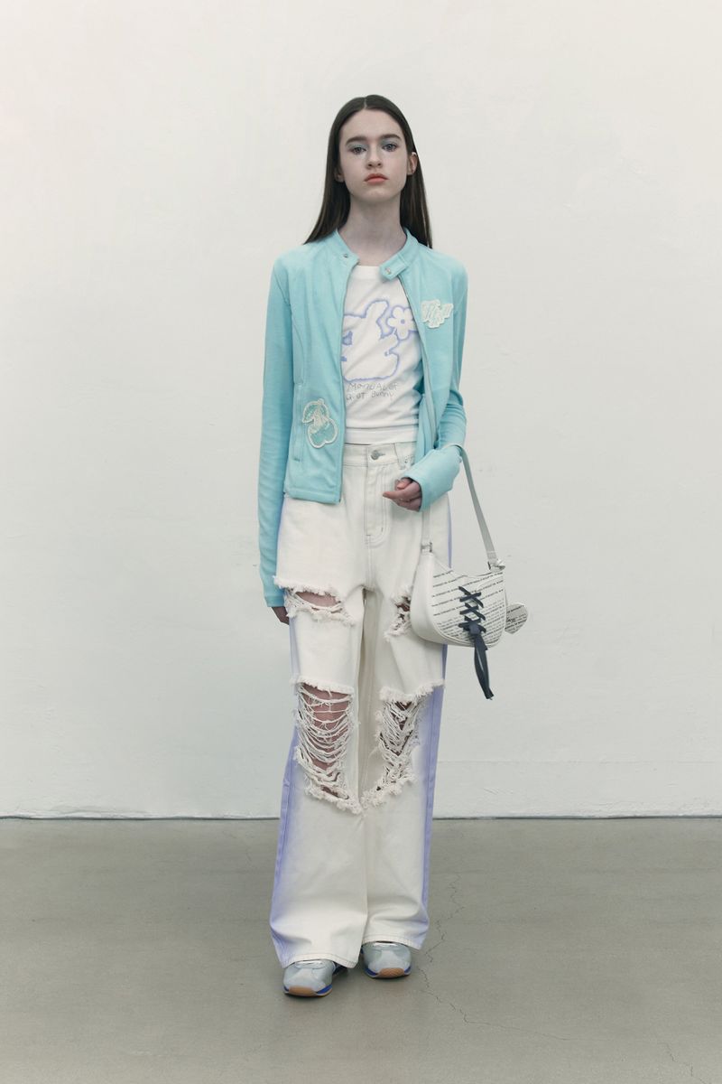BOUQUET GIRL BIKER TERRY JACKET [ICE]