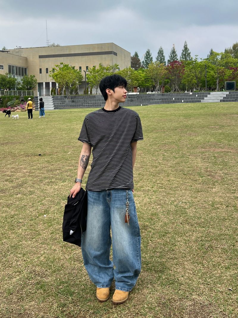 ESOO（イス）の「Layered Stripe Short-Sleeve T-Shirt (4 Colors)（Tops）」