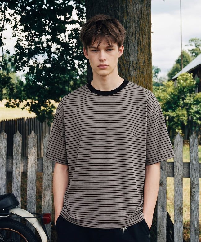 26SS★ Georgette Cool Stripe Short Sleeve T-shirt