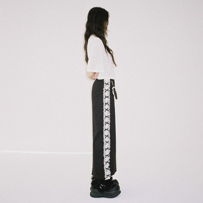 White Lace Maxi Skirt - Black 