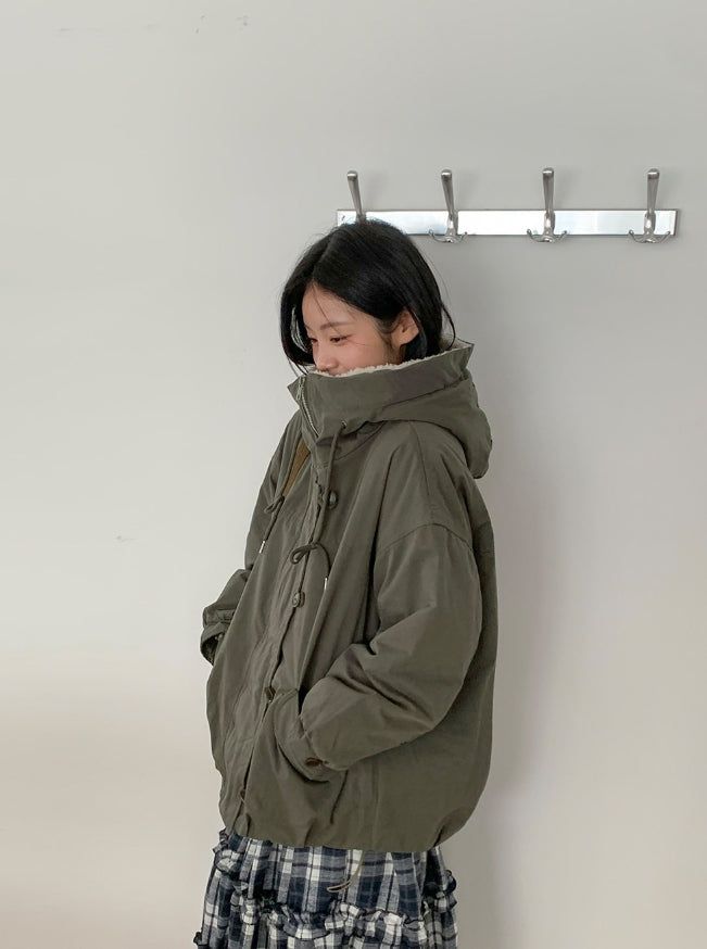 Felch Check Wool Quilted Bomber Padding Jumper