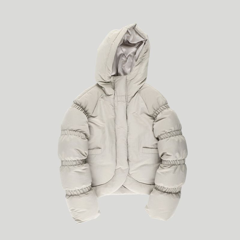 BANDED SLEEVE CURVE PUFFER