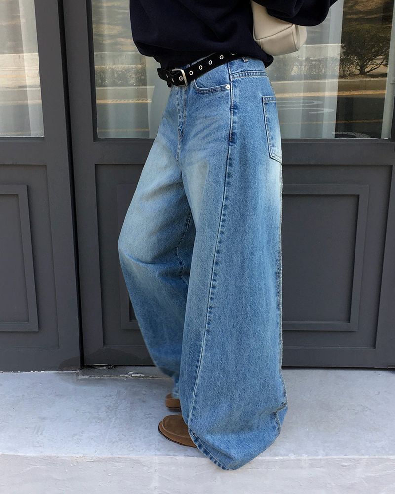 [ORIGINAL] Crew Contrast Wide Denim Pants