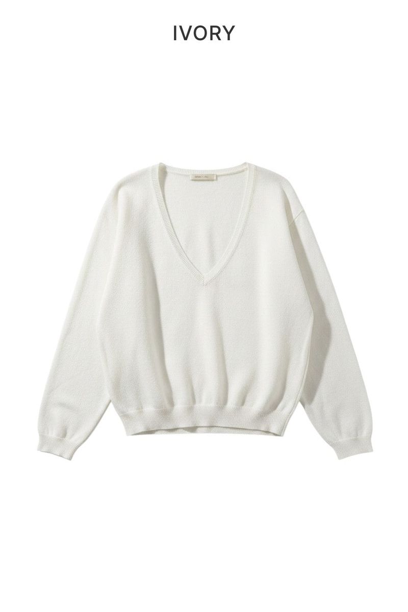 Bamboo Deep V-Neck Knit Top