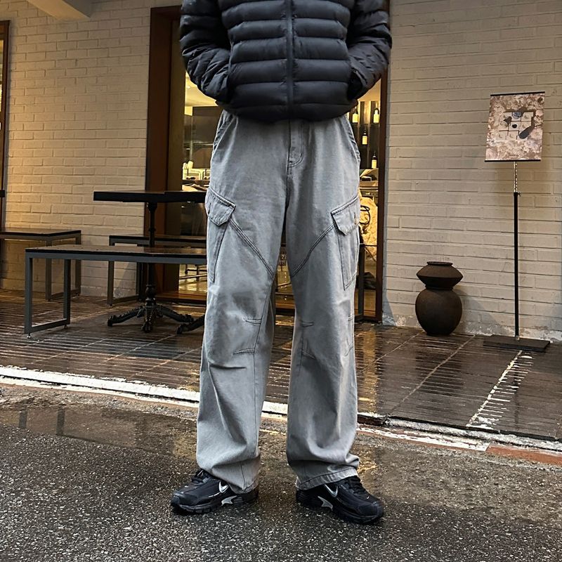 lemenne(ルメンヌ)の「LMN Stone Cargo Wide Denim Pants (mute gray)(Pants)」