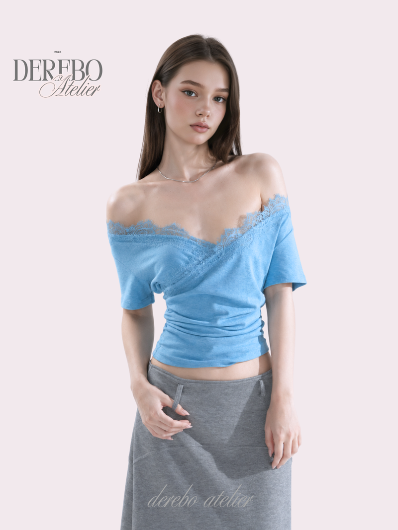 dereborujo（ドレボルゾー）の「Blue Shine lace off short-sleeve T-shirt（Tops）」