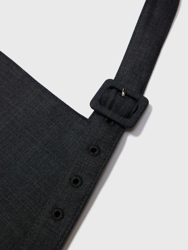 Apron Pleats Dress Grey
